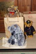 Four Steiff teddy bears including Berliner Feuerwehrmann