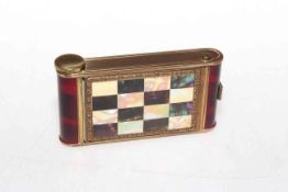 Art deco gilt and mother of pearl compact and cigarette case combination