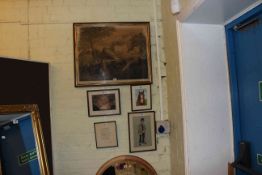 Two framed Alderson watercolours, spy print,