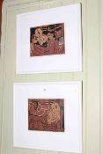 Pair Pablo Picasso linocuts Femme Dans un Fauteuil et Guitariste and Femme Couchee et Homme a la