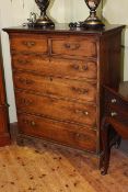 19th Century oak chest of two short above four long graduated drawers on bracket feet, 128.