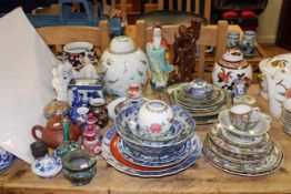 Large collection of Oriental china including ginger jars, vases, figurines, plates, bowls,