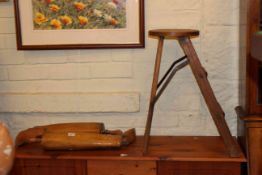 Vintage Atlas ladder stool and pair vintage shoe trees