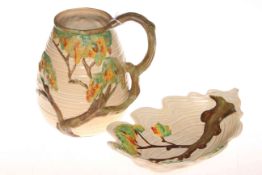 Carlton Ware 'Oak Tree' jug and leaf shaped matching dish (2)