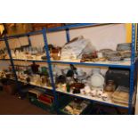 Large collection of glass, china, sewing machine, sheet music, silver plated ware,