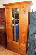 Early 20th Century oak mirror door wardrobe