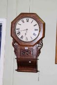Victorian inlaid walnut fusee wall clock