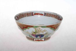 19th Century porcelain bowl with Chinoiserie decoration in panels, polychrome with gilt,