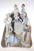 Lladro figure and five Lladro style Spanish figures