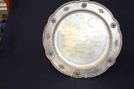 Large Italian silver circular tray,