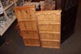 Two slim pine plate racks