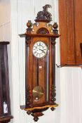 Victorian walnut double weight Vienna wall clock