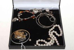 Collection of jewellery including gold bangle and chains, silver,