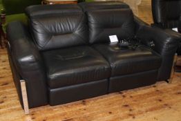 Sisi Italia San Remo black leather electric reclining two seater settee