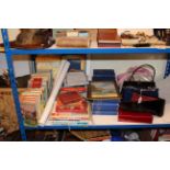 Enid Blyton books and others, jigsaws, game, pair of prints, ladies handbags,