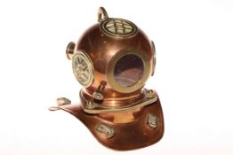 Copper and brass divers helmet ornament