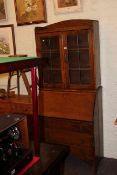 Oak leaded door bureau bookcase and oak barley twist draw leaf dining table (2)