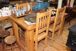 Rectangular pine dining table and four beech chairs