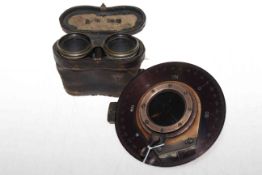 Pair French opera glasses and compass instrument (2)
