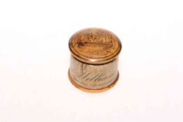 Small wood lidded box with ship decoration