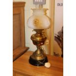 Brass oil lamp and shade converted to electric