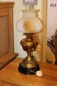 Brass oil lamp and shade converted to electric