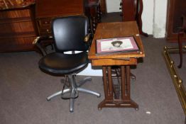 Adjustable swivel barbers chair, Singer cast base treadle sewing machine,