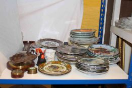 Collectors plates, barometer,