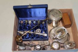 Box with collection of silver and plate pieces