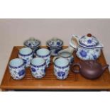 Oriental style tea set and drip tray,