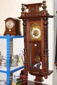 Victorian Vienna wall clock and mahogany mantel clock