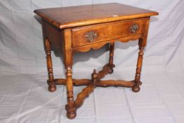Good quality period style oak single drawer side table,