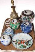 Oriental china including ginger jars, bowl with six character mark,