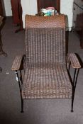 Raffia and wrought iron occasional armchair