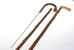 Silver mounted walking stick and sword stick (2)