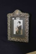 Ornate silver mounted easel photograph frame, 32cm by 24cm,