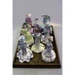 Collection of eight Coalport lady figures