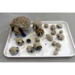 Collection of pottery shaggy sheep