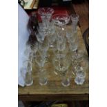 Crystal glassware including Webb Corbett tumblers,