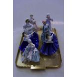 Four Royal Worcester limited edition Victoria and Albert Museum ladies and three Royal Doulton