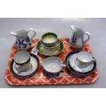 Tray lot with antique cups and saucers,