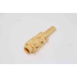 Antique Chinese carved ivory cigar holder, 9.5cm.