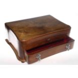 Walnut lidded table top collectors cabinet with single drawer.