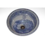 19th Century blue and white wash basin, J.W. & S. London, 37cm.