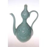 Oriental Celadon wine pitcher, 35cm.