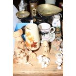 Kitchen scales and weights, Wedgwood Sarah's Garden vase, Sylvac vase and animals,