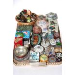 Collection of small boxes, pill boxes, napkin rings, etc.