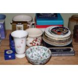 Ringtons china, Coalport and other collectors plates, two Masons Red Mandalay planters, etc.