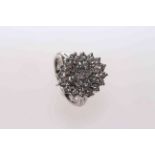 An 18 carat white gold diamond cluster ring,