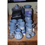 Collection of Wedgwood Blue Jasperware, three paperweights, etc.